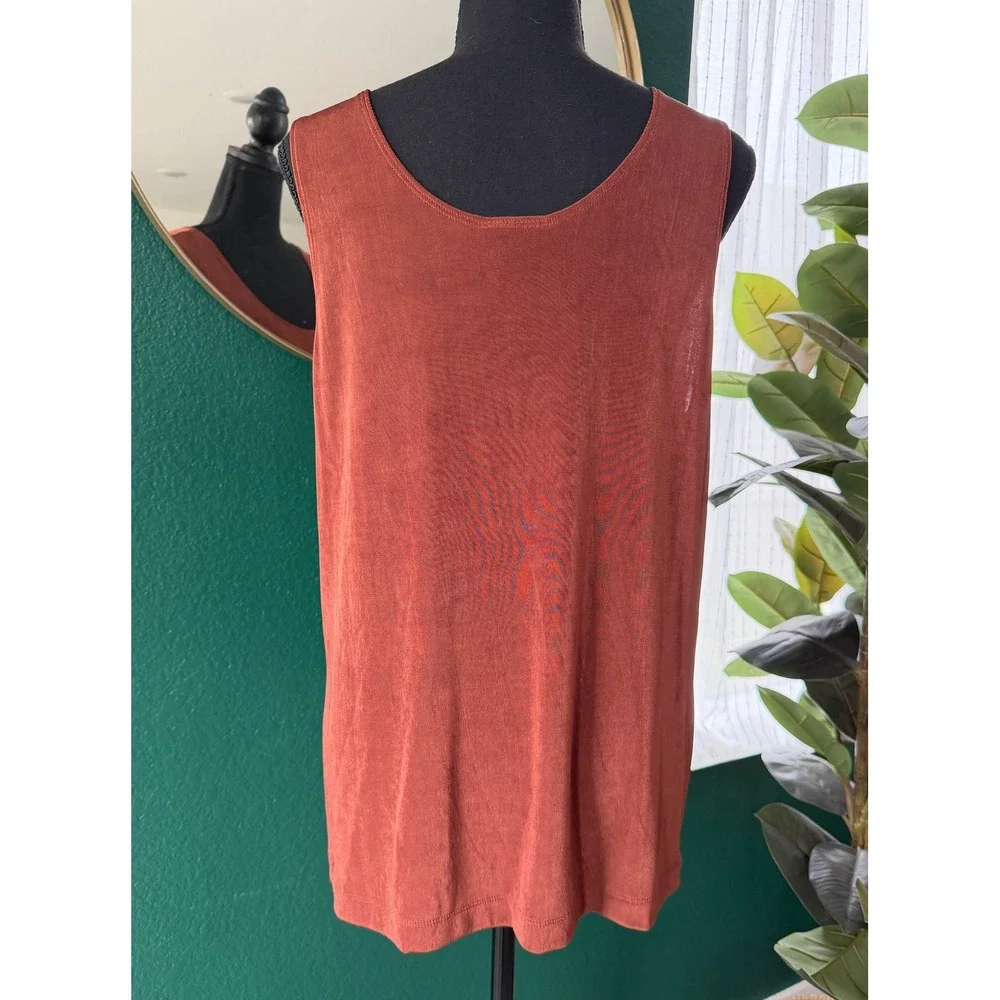 Chicos Travelers Tank Top Rust Orange Scoop Neck Acetate Stretch Size 3 XL - Picture 3 of 7